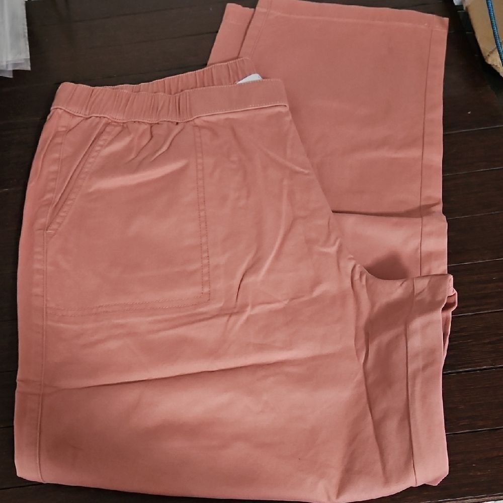 DENIM &Co Easy Wear Twill  Straight Leg Pants L
